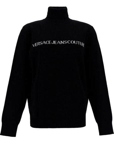 versace logo turtleneck black|Versace Knitwear for Men .